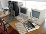 A collection of old computers.