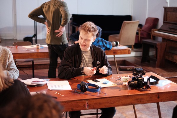 A man at a desk.