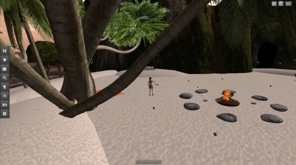 A video game of a beach.