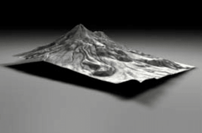 A model of a mountain.
